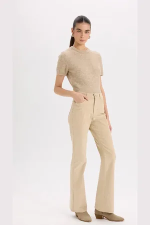 DeFacto Flare Fit Pocket High Waist Flare Leg Corduroy Trousers