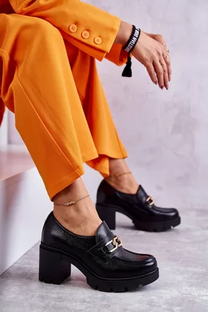 Lemar Kožené boty na sloupu se zlatým zdobením Černé Mikeyla