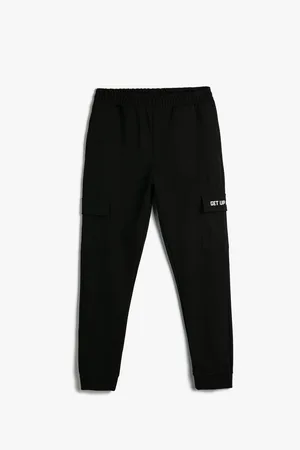 Koton Cargo Sweatpants Jogger Elastic Waist Pocket Detailed Slogan