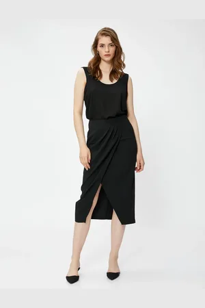 Koton Midi Skirt Wrap Closure Deep Slit