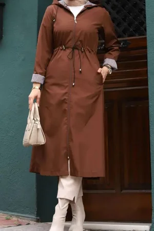 Dewberry 63777 Hooded Women Trenchcoat-TILE