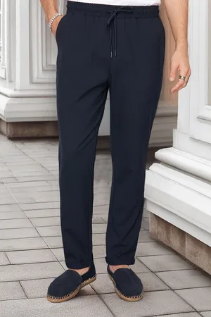 Trendyol Navy Blue Elastic Waist Slim Fit Double Leg Fabric Trousers