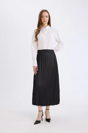 DeFacto A Cut Basic Plain Satin Maxi Skirt