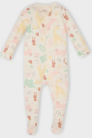 DeFacto Baby Girl Newborn Safari Printed Jumpsuit