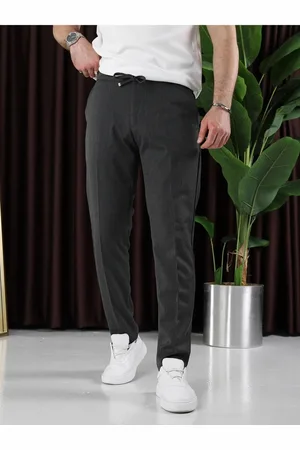 Dewberry 15728 Slim Fit Jogger Mens Trousers-ANTHRACITE