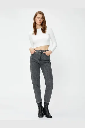 Koton High Waist Jeans Mírně Skinny Leg - Mom Jeans