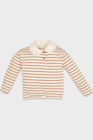 DeFacto Baby Girl Striped Baby Collar Soft Furry Sweatshirt