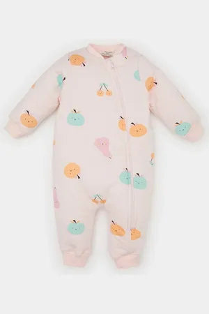 DeFacto Baby Girl Newborn Fruit Patterned Combed Cotton Overalls