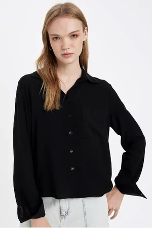 DeFacto Regular Fit Basic Plain Buttoned Long Sleeve Shirt