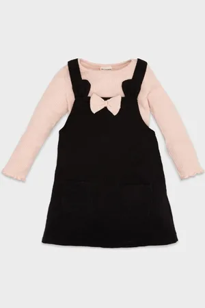 DeFacto Baby Girl Ribbed Camisole Long Sleeve Cotton T-Shirt Dress Overalls Set