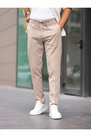Dewberry 15728 Slim Fit Jogger Mens Trousers-CREAM