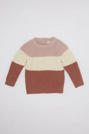 DeFacto Baby Girl Color Blocked Crew Neck Knitwear Sweater