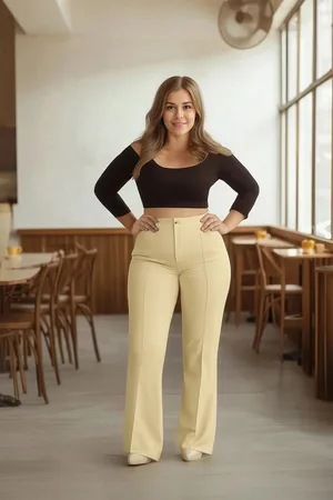Trendyol Curve Mink Stitch Detailed Straight Cut Woven Trousers