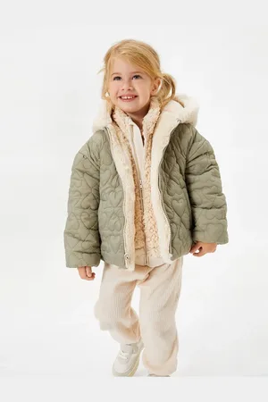 Koton Baby Girl Jacket Hooded Double-Sided Plush - Quilted Zippered
