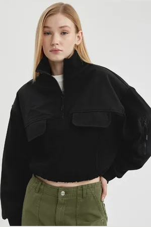 DeFacto Cool Zipper Collar Crop Thick Sweatshirt