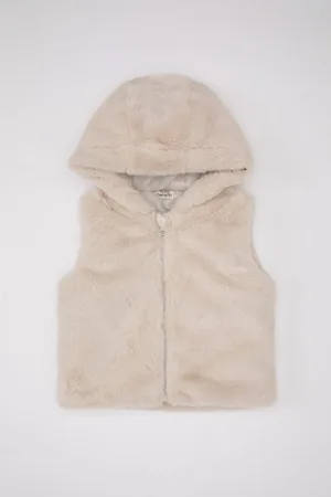DeFacto Baby Girl Hooded Plush Vest