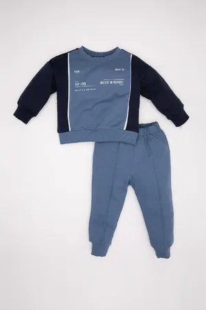 DeFacto Baby Boy 2-Piece Set Printed Crew Neck Sweatshirt Top Elastic Waist Jogger Tracksuit Bottoms