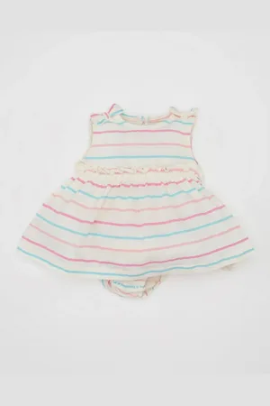 DeFacto Baby Girl Newborn Striped Combed Cotton Sleeveless Jumpsuit Dress