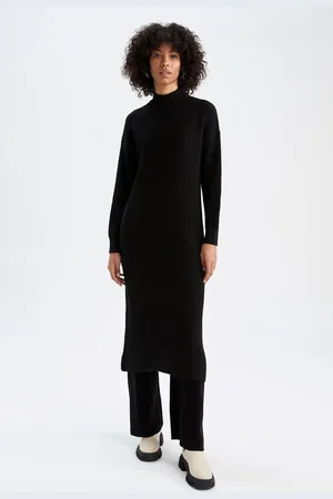 DeFacto Regular Fit Turtleneck Thessaloniki Knitted Maxi Knitwear Dress