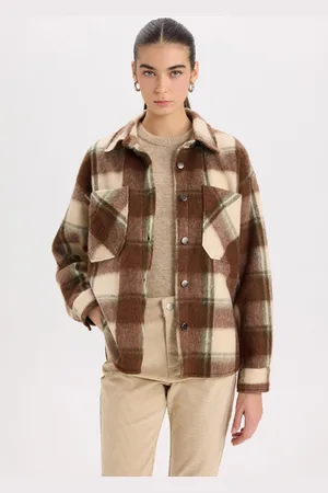 DeFacto Oversize Wide Pattern Checkered Flannel Long Sleeve Shirt