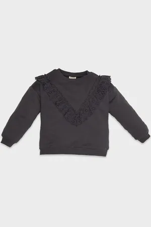 DeFacto Baby Girl Crew Neck Soft Furry Sweatshirt