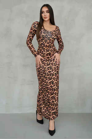 Trendyol Multicolor Body-Fitting Leopard Print Knitted Dress