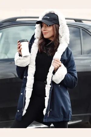 D-Street Kurtka zimowa damska parka STARBURST granatowa