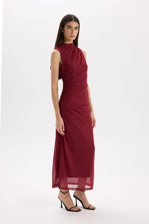 DeFacto Bodycon Bodycon Half Turtleneck Basic Plain Tulle Sleeveless Maxi Dress