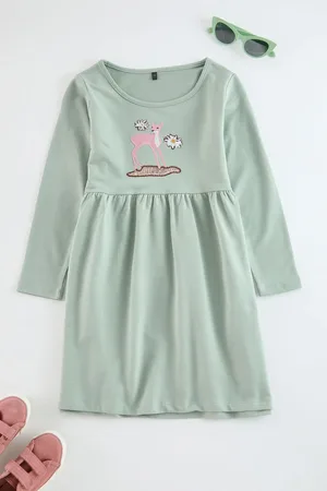 Trendyol Mint Midi Printed Cotton Knit Dress