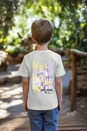 Trendyol Gray Boy Back Printed Knitted T-Shirt