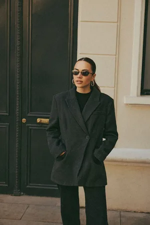 Trendyol Anthracite Cashmere Fitted Blazer Jacket