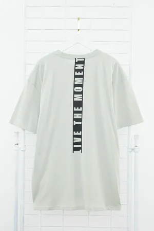 Trendyol Plus Size Gray Oversize/Wide Cut Back Printed 100% Cotton T-Shirt