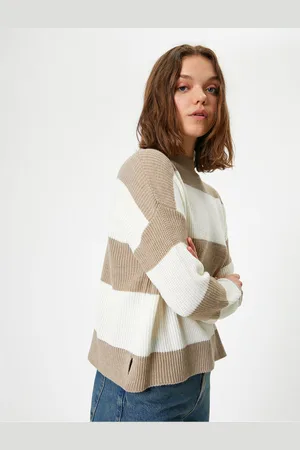 Koton Knitwear Stand Collar Long Sleeve Sweater