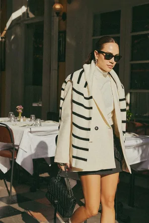 Trendyol Stone Oversize Straight Cut Basic Double Breasted Woven Blazer Jacket