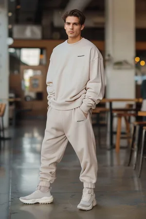 Trendyol Stone Oversize/Wide Cut Text Printed Inside Polar Fleece/Warm Tracksuit