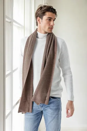 Dewberry 49766 Knitted Mens Scarf-COFFEE