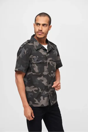 Brandit Americká košile Ripstop s krátkým rukávem tmavé camo