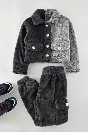 Trendyol Anthracite Color Block Knitting Bottom-Top Set