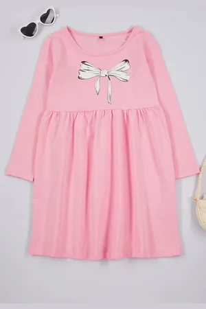 Trendyol Pink*001 Midi Printed Cotton Knit Dress