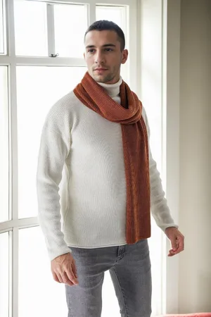 Dewberry 49766 Knitted Mens Scarf-CINNAMON