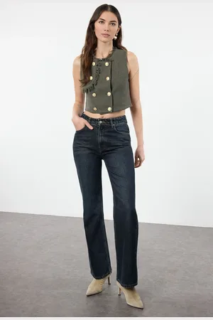Trendyol Khaki Buttoned Tweed Woven Vest