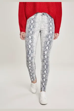 Urban classics Dámské kalhotky Animal Stretch Twill Skinny Kalhoty špinavě bílého hada