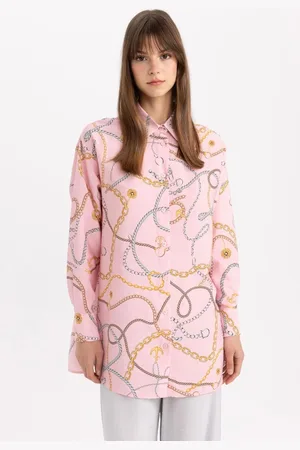 DeFacto Relax Fit Patterned Basic Long Sleeve Shirt Tunic