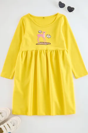 Trendyol Yellow Midi Printed Cotton Knit Dress