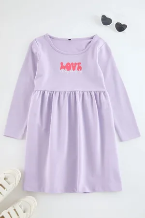 Trendyol Lilac Midi Printed Cotton Knit Dress