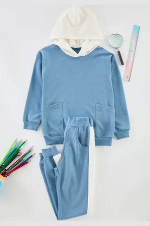 Trendyol Indigo Boy Plain Cotton Knitted Bottom-Top Set