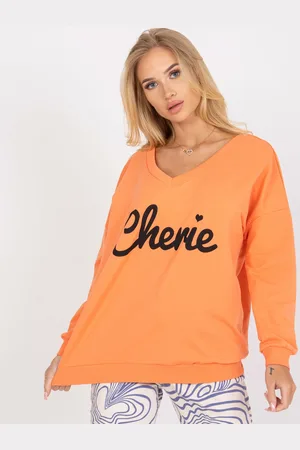 Fancy Oranžovo-černá mikina s dlouhým rukávem s potiskem