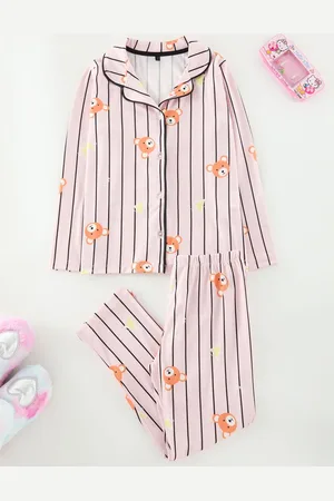 Trendyol Powder Girl Printed Pajama Set Knitted Bottom-Top Set