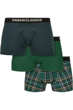 Urban classics Boxerky 3-balení dgrn plaidaop+btlgrn/dblu+dgrn