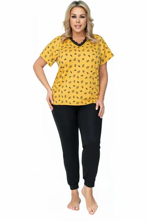 DONNA Pyžamo Queen Plus Size Hořčice